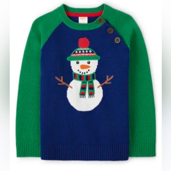 Gymboree Boys Snowman Raglan Sweater Holiday Express Blue Knit Size 5T NWOT - Picture 1 of 5